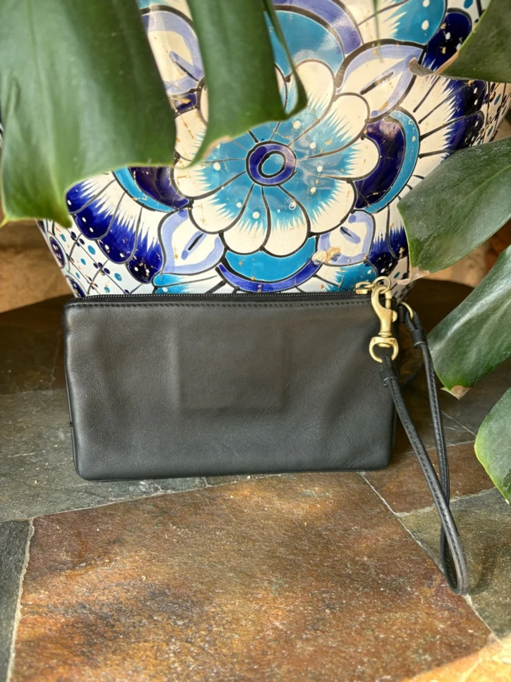 Coach Black Leather Wristlet Wallet